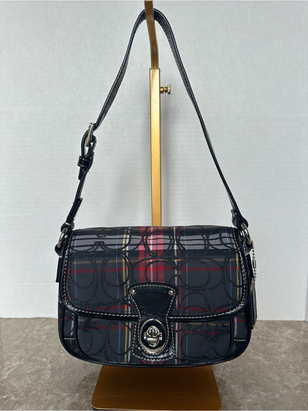Vintage Y2K Coach Poppy Tartan Plaid Penny Flap Shoulder Bag F15477 Collector